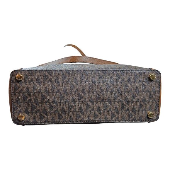 Michael Kors Sinclair Large Logo Tote Bag Brown Canvas Leather 38H9CN2T2B Flaw - Picture 5 of 13